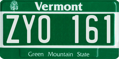 VT license plate ZYO161