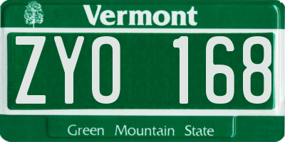 VT license plate ZYO168