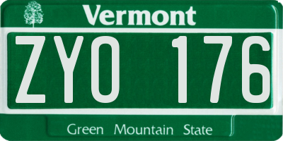 VT license plate ZYO176