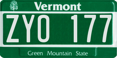 VT license plate ZYO177