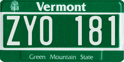 VT license plate ZYO181