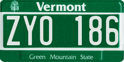 VT license plate ZYO186