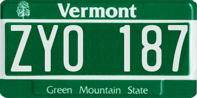 VT license plate ZYO187