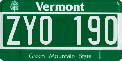 VT license plate ZYO190