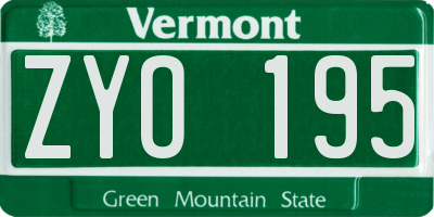 VT license plate ZYO195