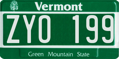 VT license plate ZYO199