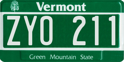 VT license plate ZYO211