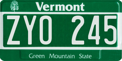 VT license plate ZYO245