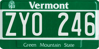 VT license plate ZYO246