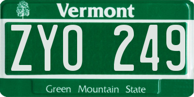 VT license plate ZYO249