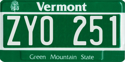 VT license plate ZYO251