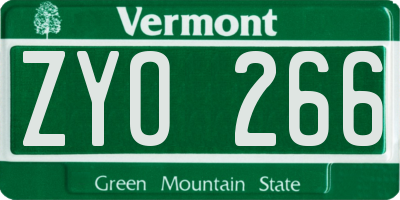 VT license plate ZYO266