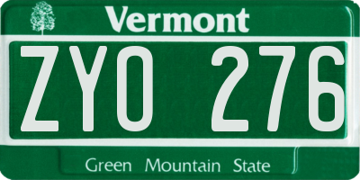 VT license plate ZYO276