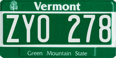 VT license plate ZYO278