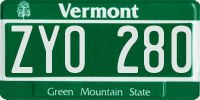 VT license plate ZYO280
