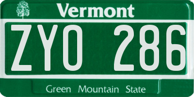 VT license plate ZYO286
