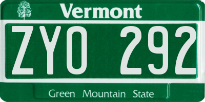 VT license plate ZYO292
