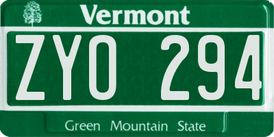 VT license plate ZYO294