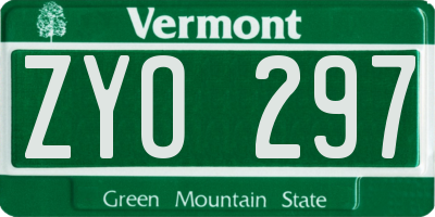 VT license plate ZYO297
