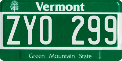 VT license plate ZYO299