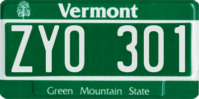 VT license plate ZYO301