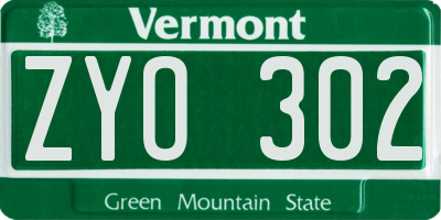 VT license plate ZYO302