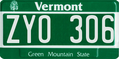 VT license plate ZYO306