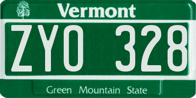 VT license plate ZYO328