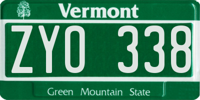 VT license plate ZYO338