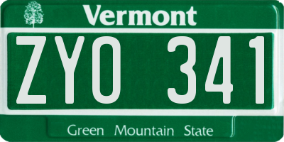 VT license plate ZYO341