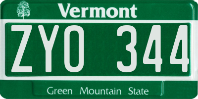 VT license plate ZYO344