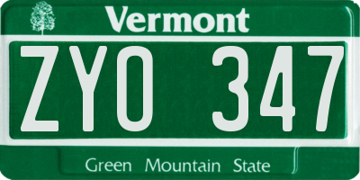 VT license plate ZYO347