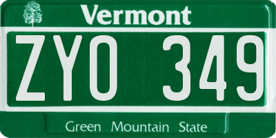 VT license plate ZYO349