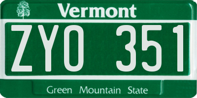 VT license plate ZYO351