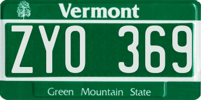 VT license plate ZYO369