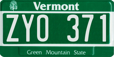 VT license plate ZYO371