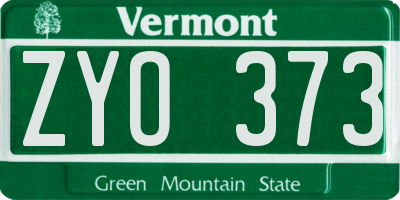 VT license plate ZYO373