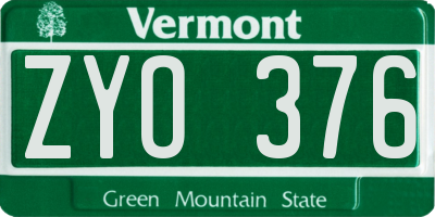 VT license plate ZYO376