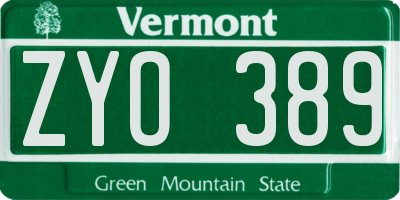 VT license plate ZYO389