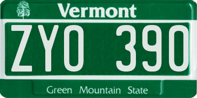 VT license plate ZYO390