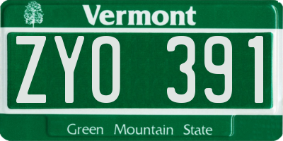 VT license plate ZYO391