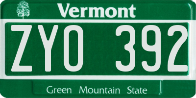 VT license plate ZYO392