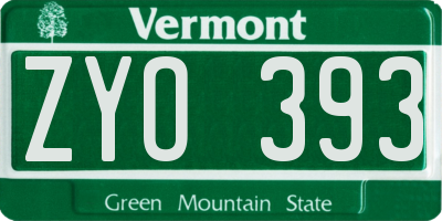 VT license plate ZYO393