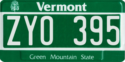 VT license plate ZYO395