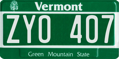 VT license plate ZYO407
