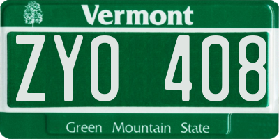 VT license plate ZYO408