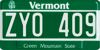 VT license plate ZYO409
