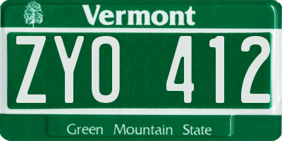 VT license plate ZYO412