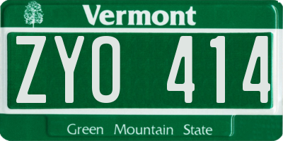 VT license plate ZYO414