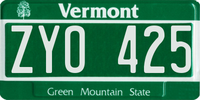 VT license plate ZYO425
